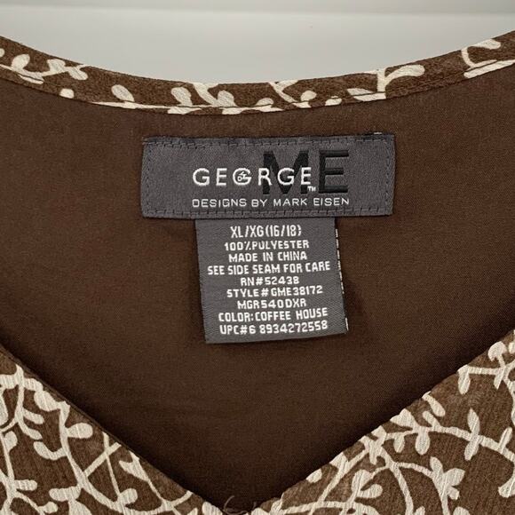 VTG Womens XL(16/18) Babydoll Top Brown V-Neck Layer Y2K Preppy Romantic Career - Picture 3 of 13